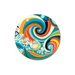 Wave Waves Ocean Sea Abstract Whimsical Magnet 3  (round)