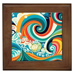 Wave Waves Ocean Sea Abstract Whimsical Framed Tile