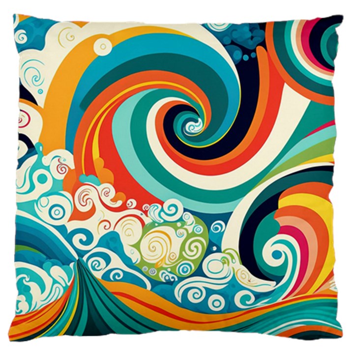 Wave Waves Ocean Sea Abstract Whimsical Large Cushion Case (Two Sides)