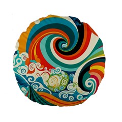 Wave Waves Ocean Sea Abstract Whimsical Standard 15  Premium Round Cushions