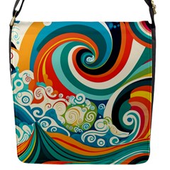 Wave Waves Ocean Sea Abstract Whimsical Flap Closure Messenger Bag (s)