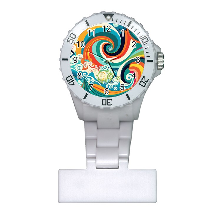 Wave Waves Ocean Sea Abstract Whimsical Plastic Nurses Watch