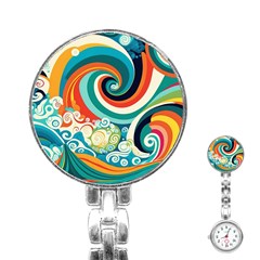 Wave Waves Ocean Sea Abstract Whimsical Stainless Steel Nurses Watch