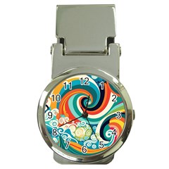 Wave Waves Ocean Sea Abstract Whimsical Money Clip Watches