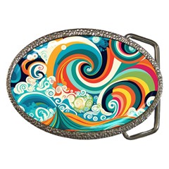 Wave Waves Ocean Sea Abstract Whimsical Belt Buckles by Jancukart