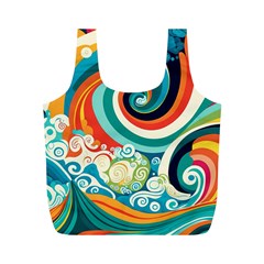 Wave Waves Ocean Sea Abstract Whimsical Full Print Recycle Bag (m)