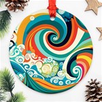 Wave Waves Ocean Sea Abstract Whimsical Round Ornament (Two Sides) Front