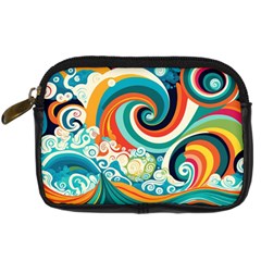 Wave Waves Ocean Sea Abstract Whimsical Digital Camera Leather Case