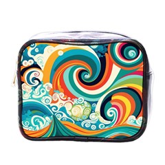 Wave Waves Ocean Sea Abstract Whimsical Mini Toiletries Bag (one Side) by Jancukart