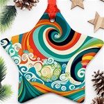 Wave Waves Ocean Sea Abstract Whimsical Star Ornament (Two Sides) Back