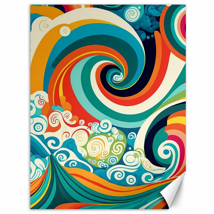 Wave Waves Ocean Sea Abstract Whimsical Canvas 36  x 48 