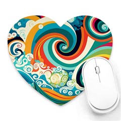 Wave Waves Ocean Sea Abstract Whimsical Heart Mousepad by Jancukart