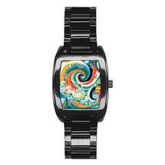 Wave Waves Ocean Sea Abstract Whimsical Stainless Steel Barrel Watch