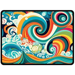 Wave Waves Ocean Sea Abstract Whimsical One Side Fleece Blanket (large)