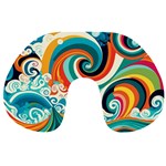 Wave Waves Ocean Sea Abstract Whimsical Travel Neck Pillow Front