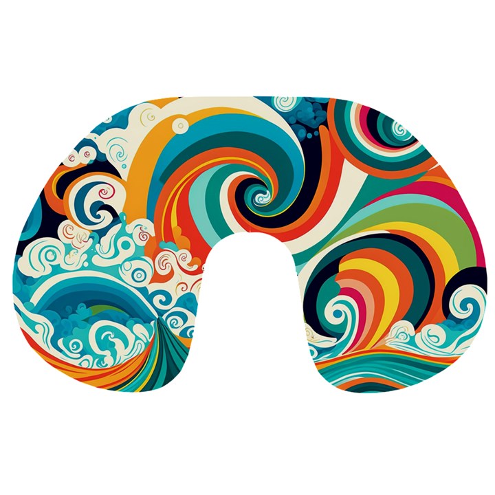 Wave Waves Ocean Sea Abstract Whimsical Travel Neck Pillow