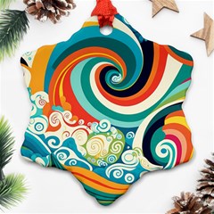 Wave Waves Ocean Sea Abstract Whimsical Ornament (snowflake)