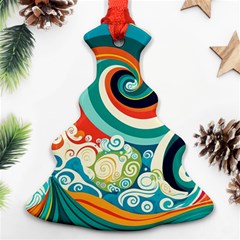 Wave Waves Ocean Sea Abstract Whimsical Christmas Tree Ornament (two Sides) by Jancukart