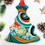 Wave Waves Ocean Sea Abstract Whimsical Christmas Tree Ornament (Two Sides) Front