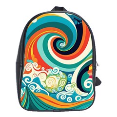 Wave Waves Ocean Sea Abstract Whimsical School Bag (xl)