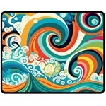 Wave Waves Ocean Sea Abstract Whimsical Fleece Blanket (Medium) 58.8 x47.4  Blanket Back