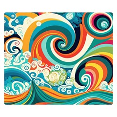 Wave Waves Ocean Sea Abstract Whimsical Premium Plush Fleece Blanket (small)