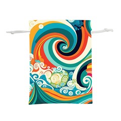 Wave Waves Ocean Sea Abstract Whimsical Lightweight Drawstring Pouch (l)