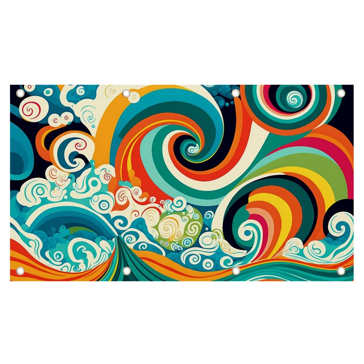 Wave Waves Ocean Sea Abstract Whimsical Banner and Sign 7  x 4 