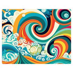 Wave Waves Ocean Sea Abstract Whimsical One Side Premium Plush Fleece Blanket (medium) by Jancukart