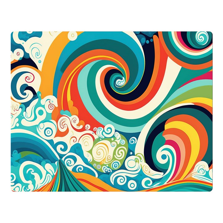 Wave Waves Ocean Sea Abstract Whimsical One Side Premium Plush Fleece Blanket (Large)