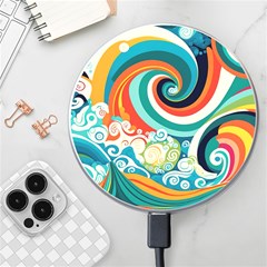 Wave Waves Ocean Sea Abstract Whimsical Wireless Charger by Jancukart