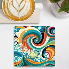 Wave Waves Ocean Sea Abstract Whimsical Uv Print Square Tile Coaster  by Jancukart