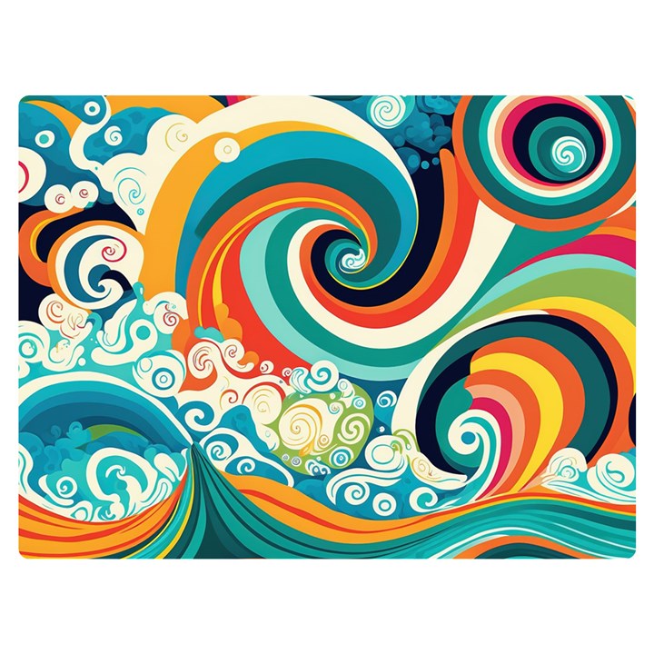 Wave Waves Ocean Sea Abstract Whimsical One Side Premium Plush Fleece Blanket (Extra Small)