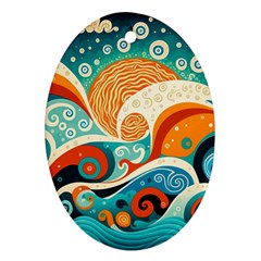 Waves Ocean Sea Abstract Whimsical (3) Ornament (oval) by Jancukart