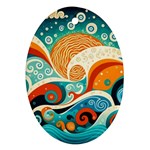 Waves Ocean Sea Abstract Whimsical (3) Ornament (Oval) Front