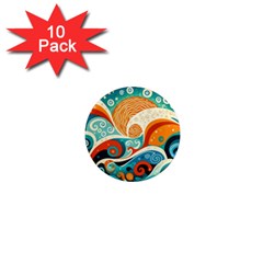 Waves Ocean Sea Abstract Whimsical (3) 1  Mini Magnet (10 Pack)  by Jancukart