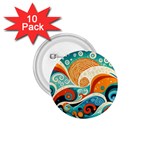 Waves Ocean Sea Abstract Whimsical (3) 1.75  Buttons (10 pack) Front