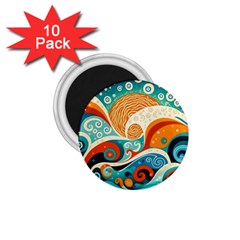 Waves Ocean Sea Abstract Whimsical (3) 1 75  Magnets (10 Pack)  by Jancukart