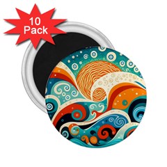 Waves Ocean Sea Abstract Whimsical (3) 2 25  Magnets (10 Pack) 