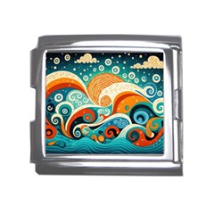 Waves Ocean Sea Abstract Whimsical (3) Mega Link Italian Charm (18mm)