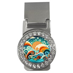 Waves Ocean Sea Abstract Whimsical (3) Money Clips (cz) 