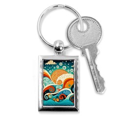 Waves Ocean Sea Abstract Whimsical (3) Key Chain (rectangle)