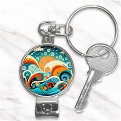 Waves Ocean Sea Abstract Whimsical (3) Nail Clippers Key Chain