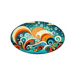 Waves Ocean Sea Abstract Whimsical (3) Sticker Oval (100 Pack)