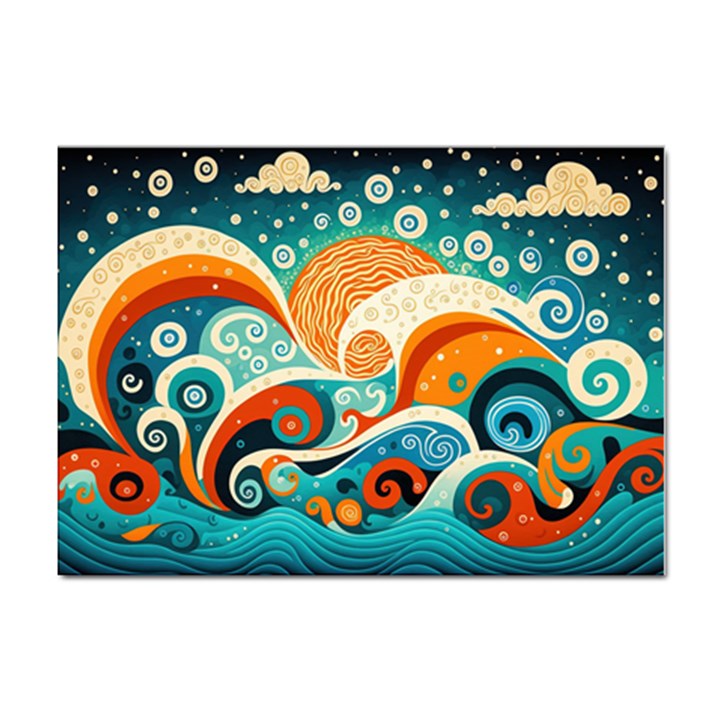 Waves Ocean Sea Abstract Whimsical (3) Sticker A4 (10 pack)