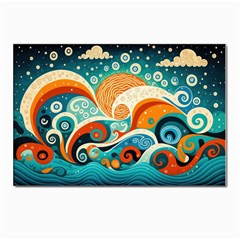 Waves Ocean Sea Abstract Whimsical (3) Postcard 4 x 6  (pkg Of 10)