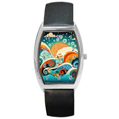 Waves Ocean Sea Abstract Whimsical (3) Barrel Style Metal Watch