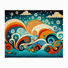 Waves Ocean Sea Abstract Whimsical (3) Small Glasses Cloth by Jancukart