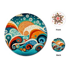 Waves Ocean Sea Abstract Whimsical (3) Playing Cards Single Design (round)