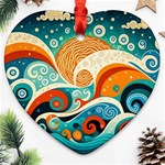 Waves Ocean Sea Abstract Whimsical (3) Heart Ornament (Two Sides) Front